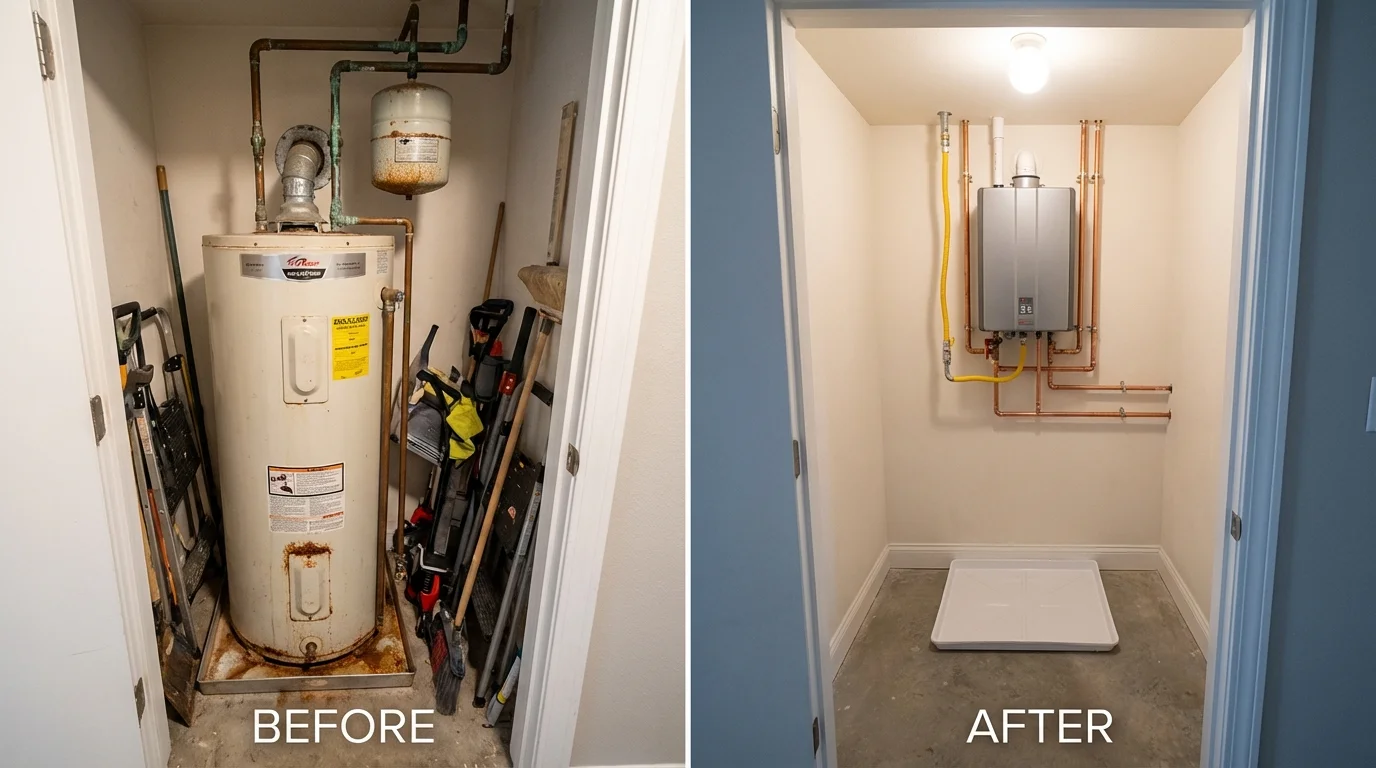 Tank water heater versus wall-mounted tankless unit comparison for Boyne City, MI homeowners